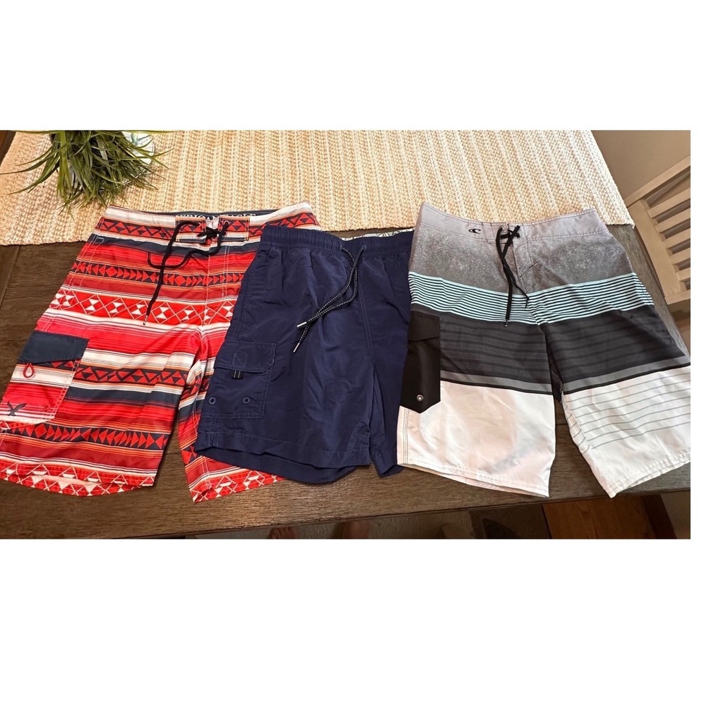 Men's L Swim Shorts Trunks Bundle Various Brands AE Red Blue Aztec Board Shorts